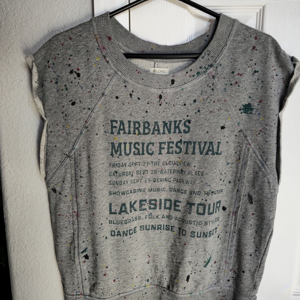 Pilcro Speckled Music Festival Muscle Sweatshirt Anthropologie NEW medium